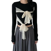 Mesh Long Sleeve Coquette Crop Top